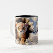 3Dかわいいベビーチートホットココアコーヒー動物マグカップ ツートーンマグカップ (正面左)