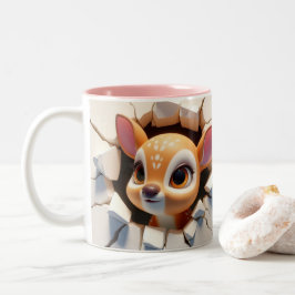 3Dかわいいベビーディアホットココアコーヒー動物 ツートーンマグカップ