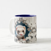 3Dかわいいベビーフェレットホットココアコーヒー動物 ツートーンマグカップ (正面左)