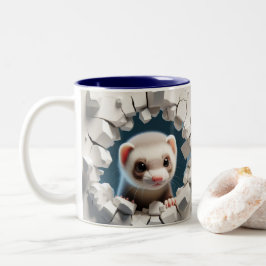 3Dかわいいベビーフェレットホットココアコーヒー動物 ツートーンマグカップ