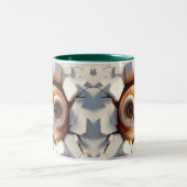 3Dかわいいベビーフクロウ熱ココアコーヒー動物 ツートーンマグカップ (中央)