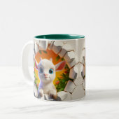 3Dかわいいベビーヤギ熱ココアコーヒー動物 ツートーンマグカップ (正面左)