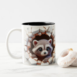 3Dかわいいベビーラクーンホットココアコーヒー動物 ツートーンマグカップ