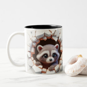3Dかわいいベビーラクーンホットココアコーヒー動物 ツートーンマグカップ