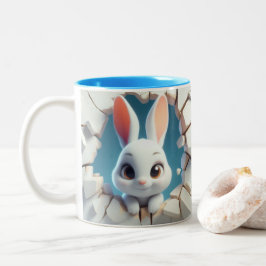 3Dかわいいベビーラビットホットココアコーヒー動物 ツートーンマグカップ