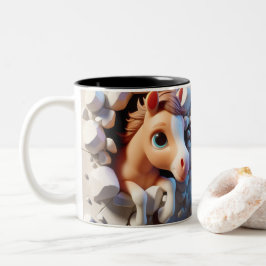 3Dかわいいベビー馬ホットココアコーヒー動物 ツートーンマグカップ