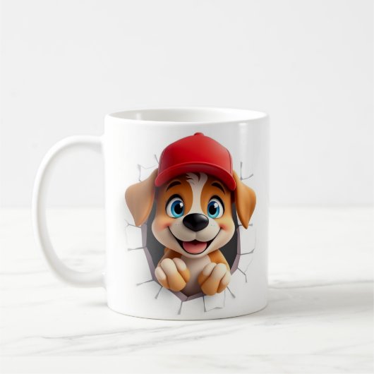 3dかわいい犬のマグラップデザイン コーヒーマグカップ (左)
