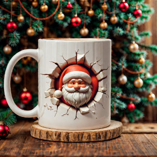 3Dすてきサンタクロースのクリスマス – おもしろいクリスマス コーヒーマグカップ