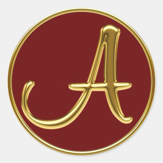 3DでモノグラムAを金ゴールド ラウンドシール (正面)