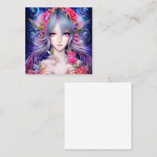 3Dで美しい感謝祭のアニメレディ スクエア名刺 (正面/裏面)