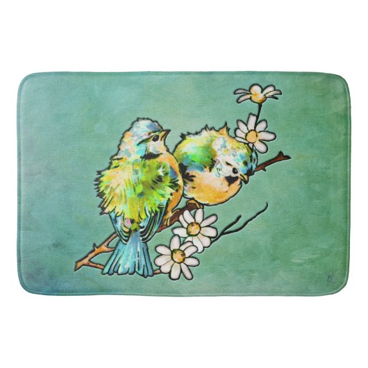 3Dと水の色ペアの《鳥》アメリカゴガラ バスマット (正面)