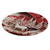 3Dのトナカイがいる冬の森 カッティングボード (角)