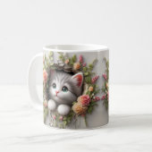 3Dの子猫を使って魅力の世界に足を踏み入れる コーヒーマグカップ (正面左)