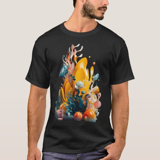 3Dの小さな水中世界 Tシャツ (正面)