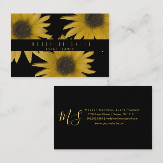 3Dひまわりインテリアデザイナーガーデン 名刺 (正面/裏面)