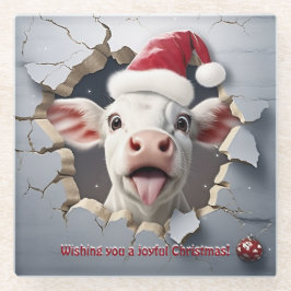 3Dふくらはぎクリスマス ガラスコースター