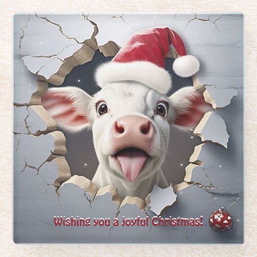 3Dふくらはぎクリスマス ガラスコースター (正面)