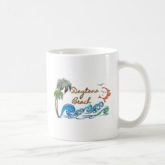 3dやし、波及び日没DAYTONA BEACH コーヒーマグカップ (右)