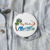 3dやし、波及び日没KEY WEST 缶バッジ (インサイチュ)