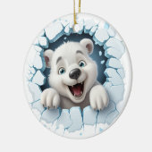 3Dアイスおもしろいベアのクリスマス セラミックオーナメント (左)