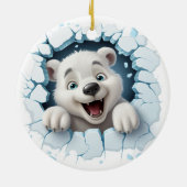 3Dアイスおもしろいベアのクリスマス セラミックオーナメント (裏面)