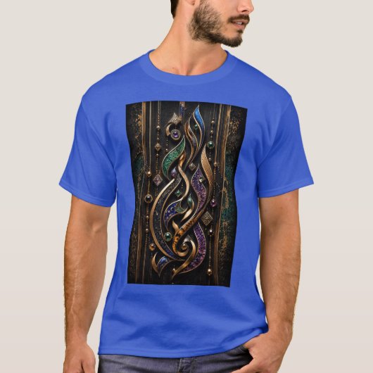 3Dアブストラクト・カリグラフィーと宝石 Tシャツ (正面)