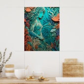 3Dアートのマーメイド ポスター (キッチン)