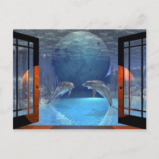 3Dアートドルフィンを一緒に3Dする ポストカード