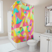 3Dイラストレーション-カラフル低いポリゴンテクスチャ3d, シャワーカーテン (インサイチュ)