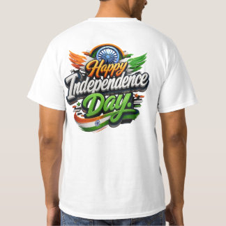 3Dインド国旗 ハッピーインド独立記念日 パトリオティック Tシャツ