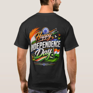 3Dインド国旗 ハッピー・インディペンデンス・デー 愛国 Tシャツ