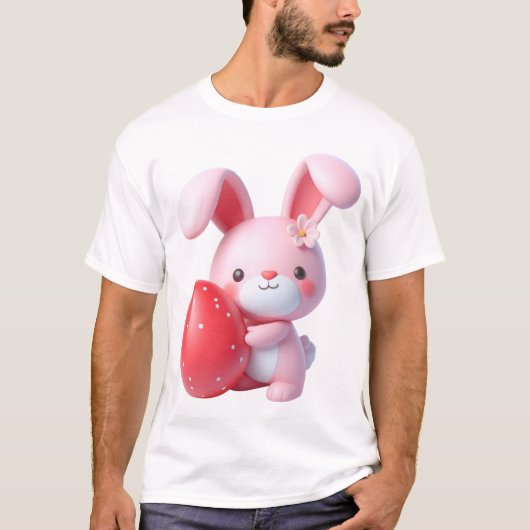 3Dイースターバニー保持卵 Tシャツ (正面)