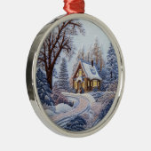 3Dウィンターハウスクリスマス メタルオーナメント (右)