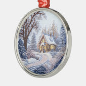 3Dウィンターハウスクリスマス メタルオーナメント (左)