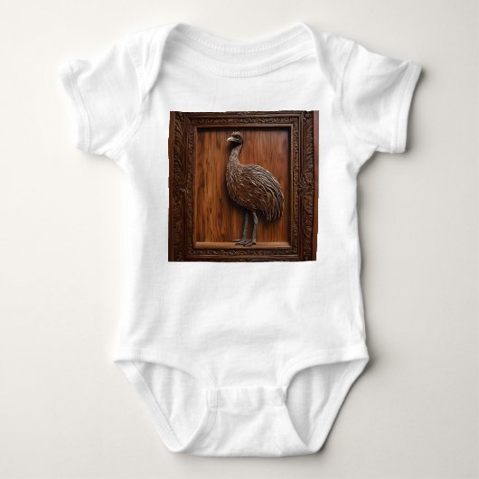 3dウッドオーストラリアEMUプリント、 ベビーボディスーツ (正面)