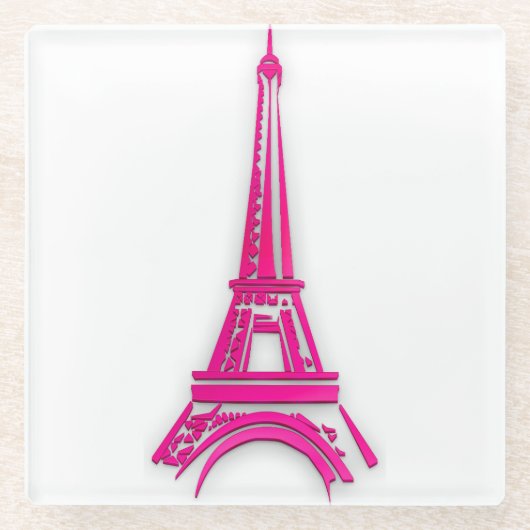 3dエッフェル塔、フランスのclipart ガラスコースター (正面)