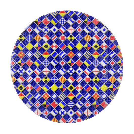 3Dエフェクトフラ市松模様にグ航海のタイルのモチーフ カッティングボード (正面)