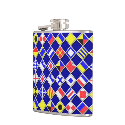 3Dエフェクトフラ市松模様にグ航海のタイルのモチーフ フラスク (左)