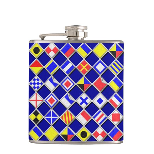 3Dエフェクトフラ市松模様にグ航海のタイルのモチーフ フラスク (正面)