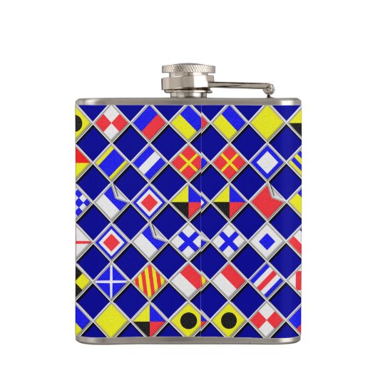 3Dエフェクトフラ市松模様にグ航海のタイルのモチーフ フラスク (裏面)