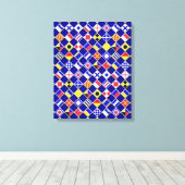 3Dエフェクトフ市松模様にラグ航海のタイルの色 キャンバスプリント (インサイチュ (ウッドフロア))