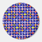 3Dエフェクトフ市松模様にラグ航海のタイルの色 マグネット (正面)