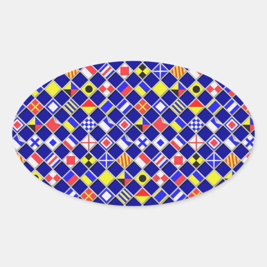 3Dエフェクトフ市松模様にラグ航海のタイルの色 楕円形シール (正面)
