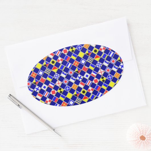 3Dエフェクトフ市松模様にラグ航海のタイルの色 楕円形シール (封筒)