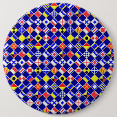 3Dエフェクトフ市松模様にラグ航海のタイルの色 缶バッジ (正面)