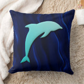 3Dエフェクトブルードルフィン深いウォーターシーブルー クッション (ブランケット)