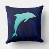3Dエフェクトブルードルフィン深いウォーターシーブルー クッション (裏面)