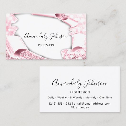 3Dエフェクトメイクアップアーティストピンクホワイト 名刺 (正面/裏面)