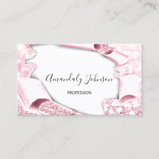 3Dエフェクトメイクアップアーティストピンクホワイト 名刺 (正面)