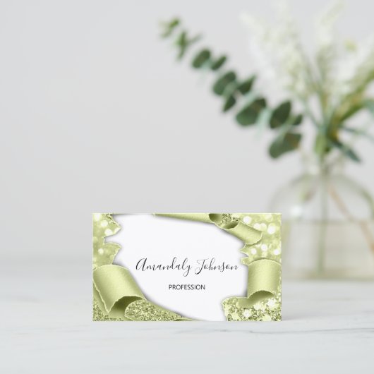 3Dエフェクトメイクアップアーティストミントホワイト 名刺 (スタンド正面)